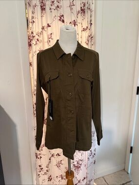 Liverpool Olive Green Utility Jacket with Button Front